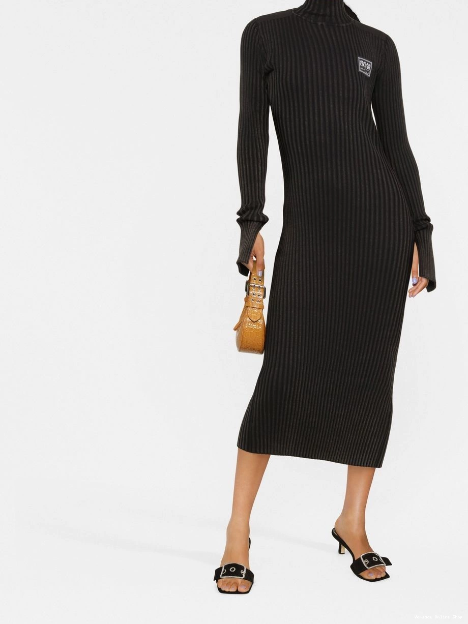 Affordable Couture dress patch ribbed midi Versace Women logo Jeans 0723